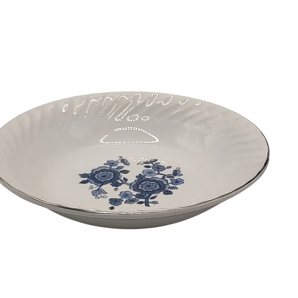 Vintage Enoch Wedgwood‎ Berry Bowl Ironstone Royal Blue Silver Made In England
